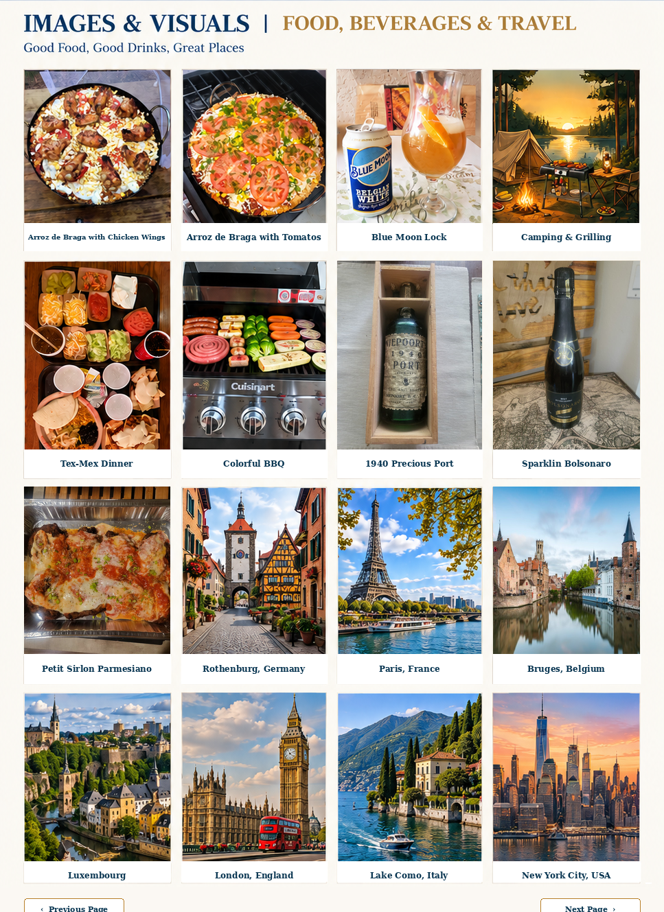 Images and Visuals - Food, Beverages and Travel