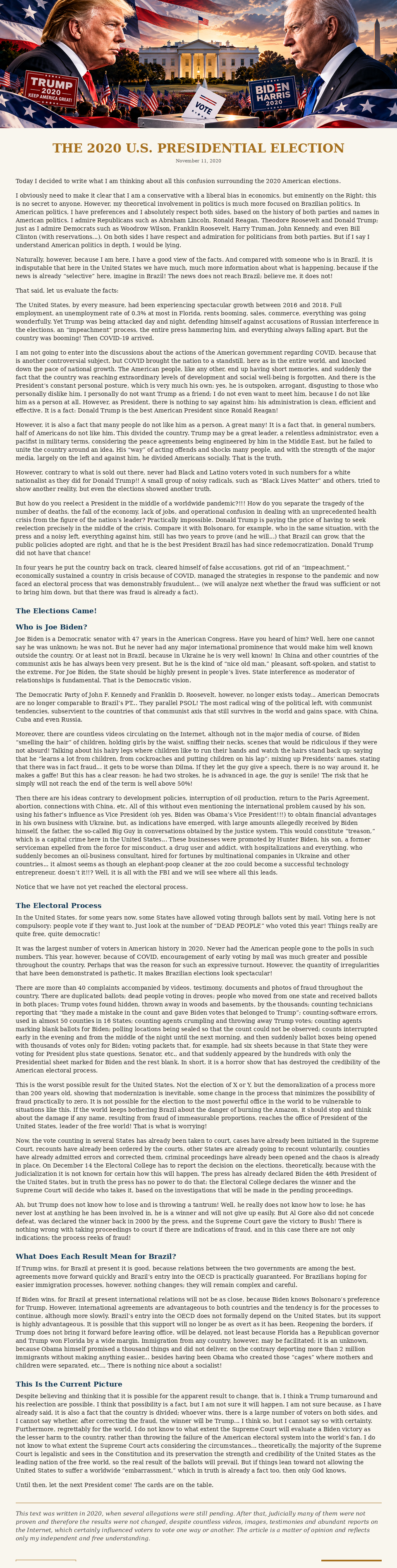 The 2020 U.S. Presidential Election